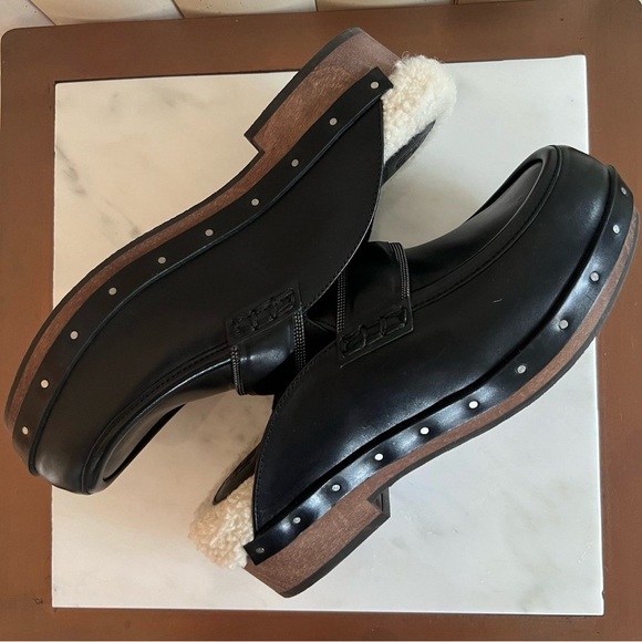 Brunello Cucinelli Embellished Leather Shearling Clogs  37 - Picture 14 of 16